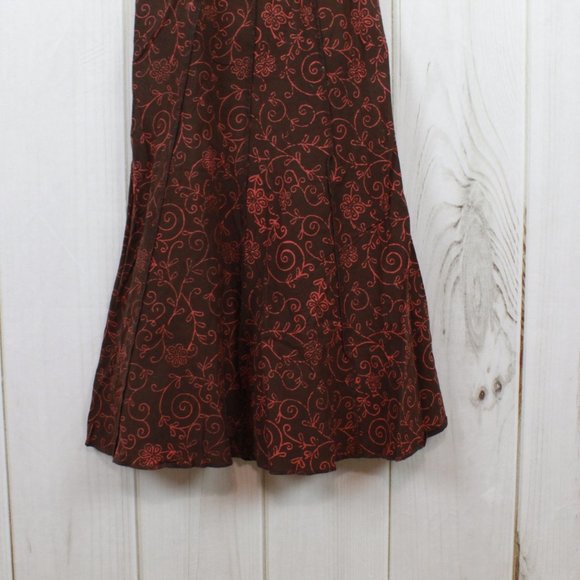 Apsara Brown Floral Spaghetti Strap Lightweight Flowy Cotton Sun Dress Size M - Picture 3 of 10
